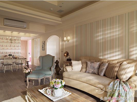 120平重庆凤凰湾美式田园风格装修效果图大大落地窗点亮客厅