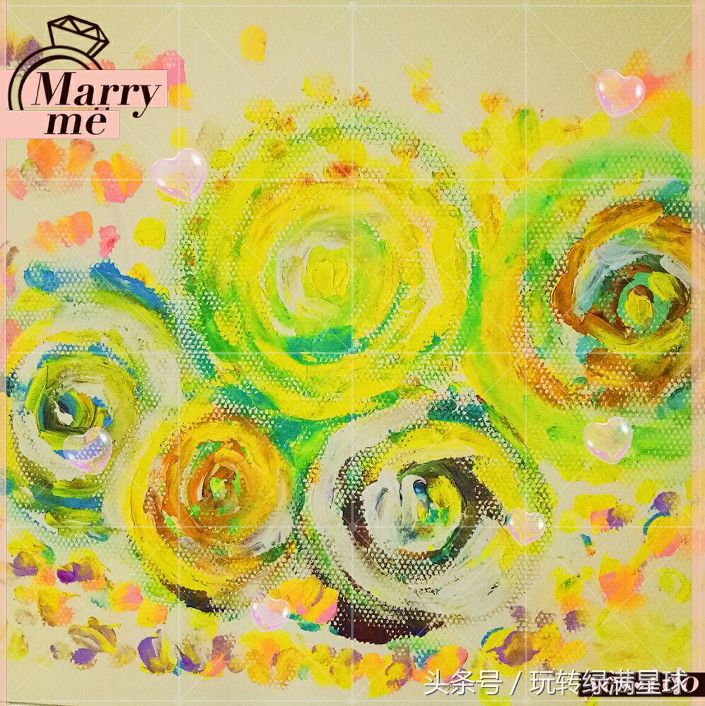 一位优雅美丽园丁的手指画，果然画如其人，画风清新温暖