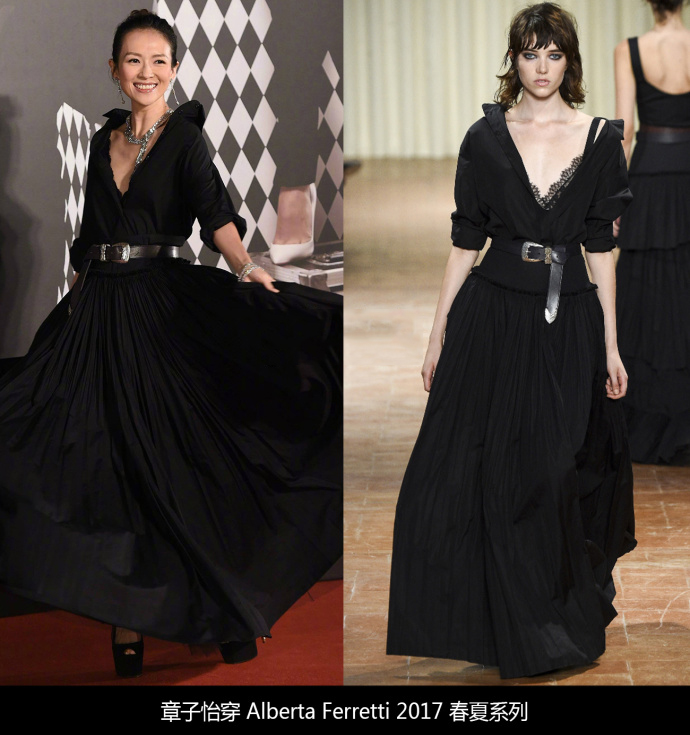 赵薇和范冰冰同穿西装,赵薇穿黑色衣服的图片