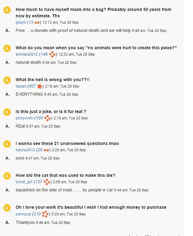 国外公然叫卖由真猫做成的包,价格高达1万竟然还被抢断货
