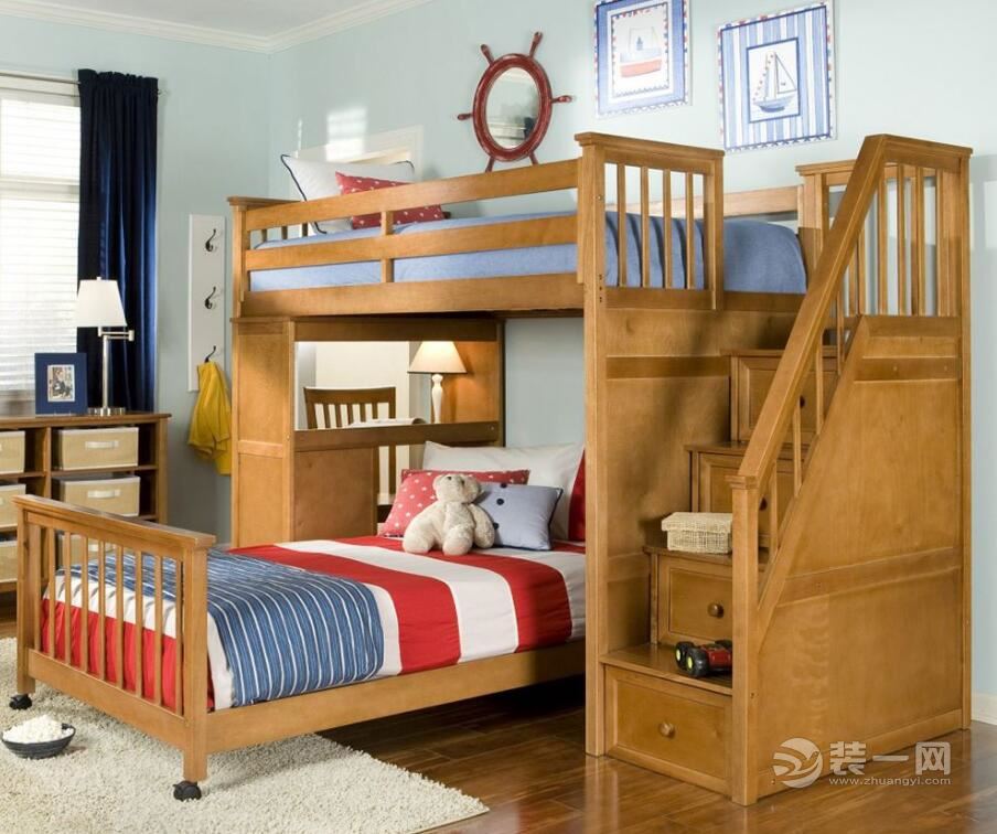 儿童房高低床和衣柜设计,儿童高低床尺寸标准是多少