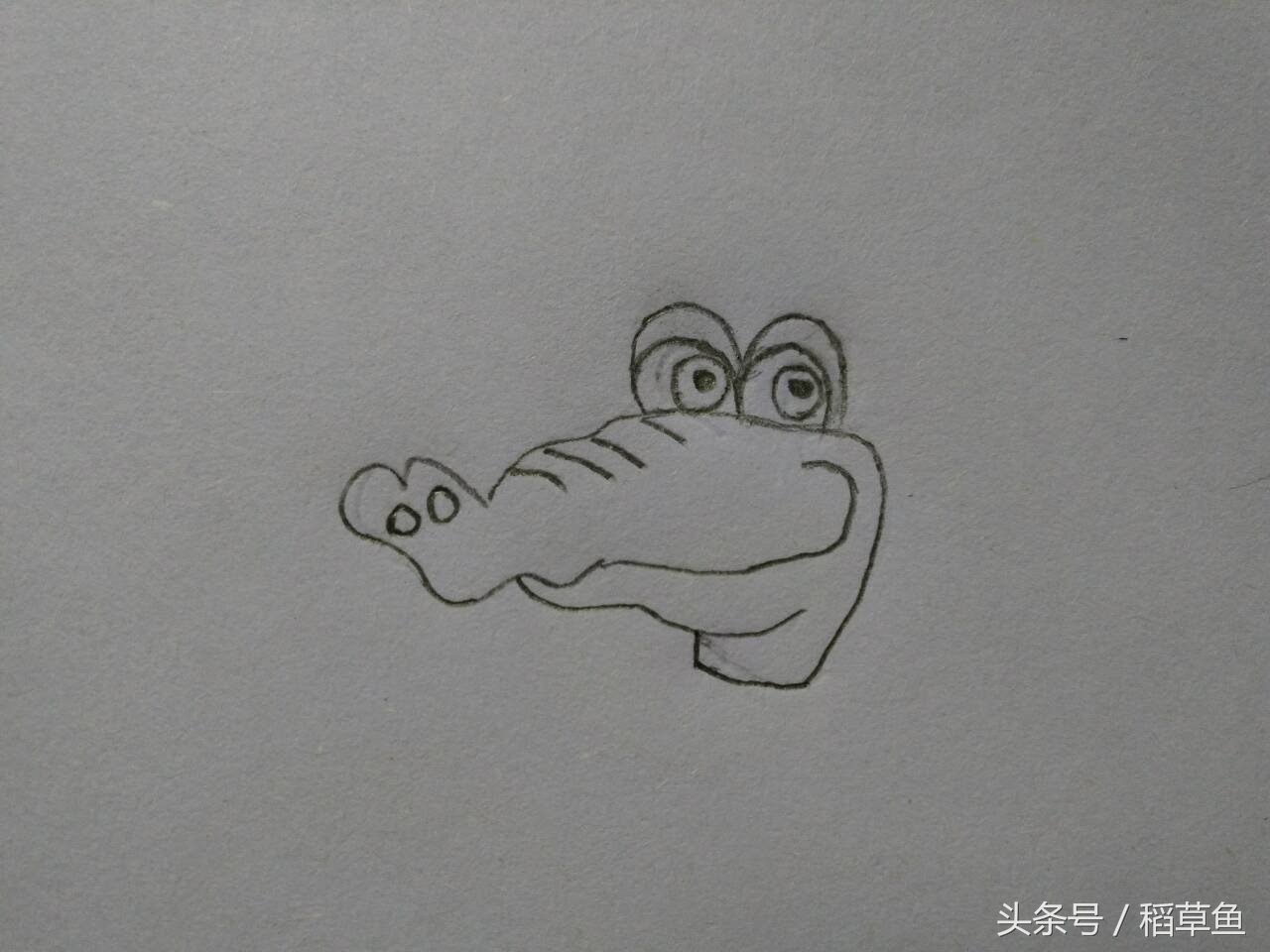 简笔画可爱卡通人物鳄鱼,画画鳄鱼超简单的简笔画