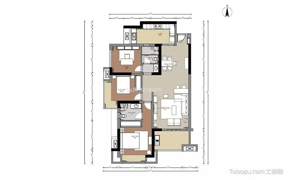 110平舒适北欧风三室两厅预算12万,100平三房两厅两卫北欧轻奢风装修