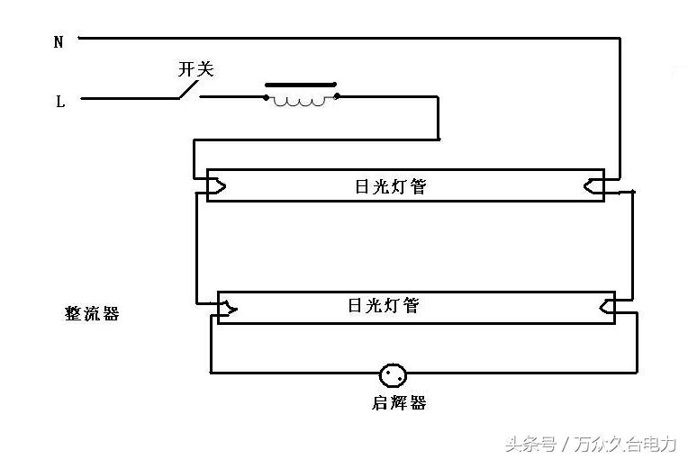 电感镇流器双日光灯管接线图,不用镇流器led日光灯管接线图