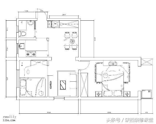 60平二室一厅一厨一卫装修效果图,建60平方两室一厅小户型设计