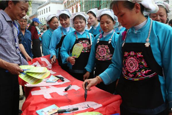 广西河池市巧用桐花节开展反*教邪**宣传（图）