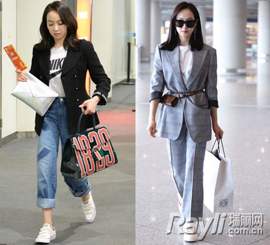 杨幂和唐嫣穿西装,唐嫣背过的这些时髦大牌包包