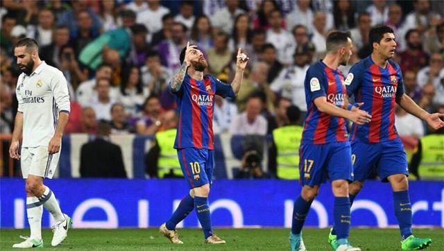 西甲16-17梅西绝杀皇马,皇马2:0巴萨梅西黄牌