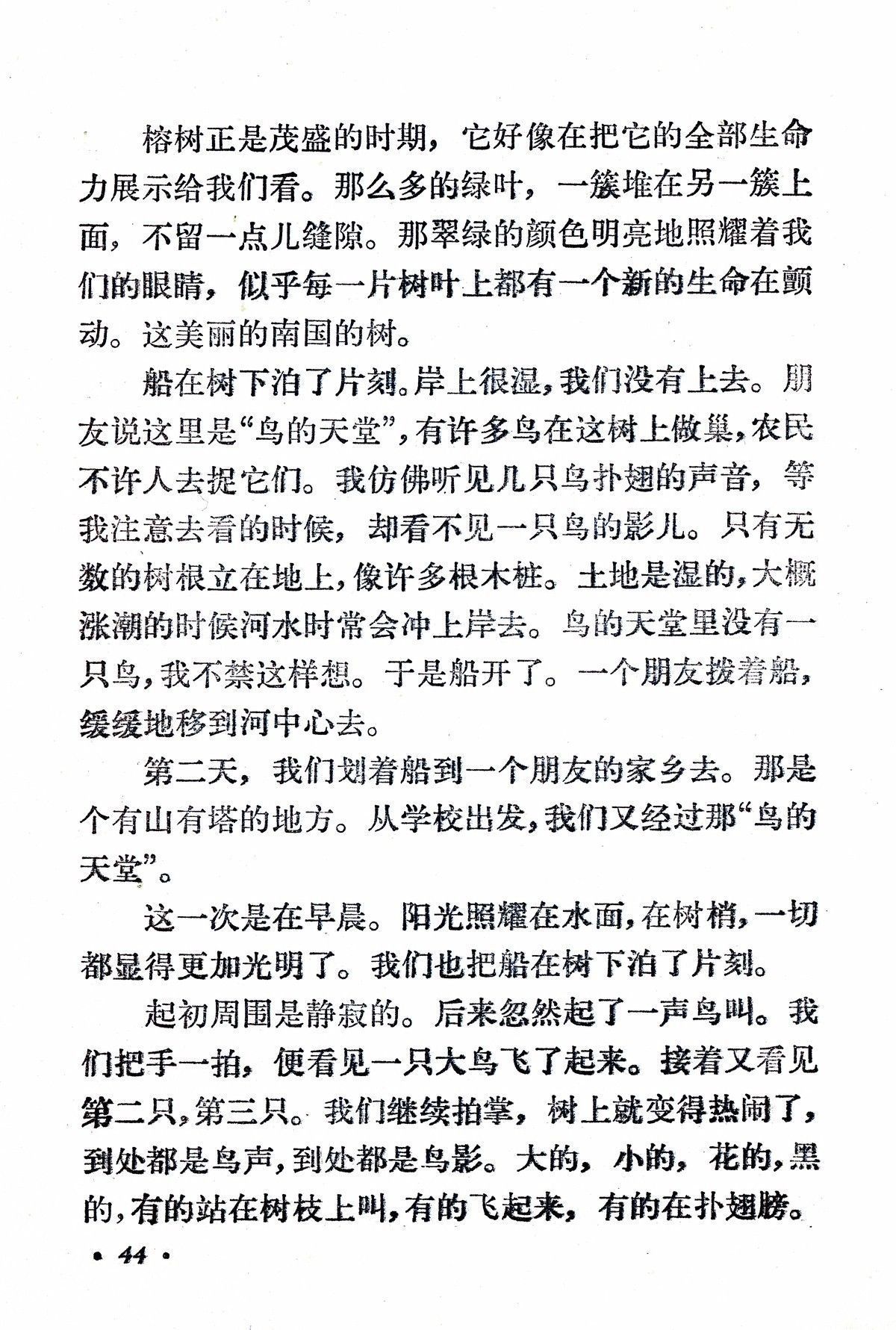 巴金散文鸟的天堂诵读,巴金短篇散文经典鸟的天堂
