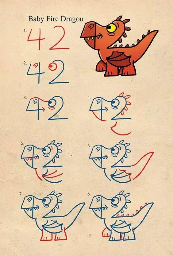 用数字画简单的恐龙,用数字画恐龙简笔画