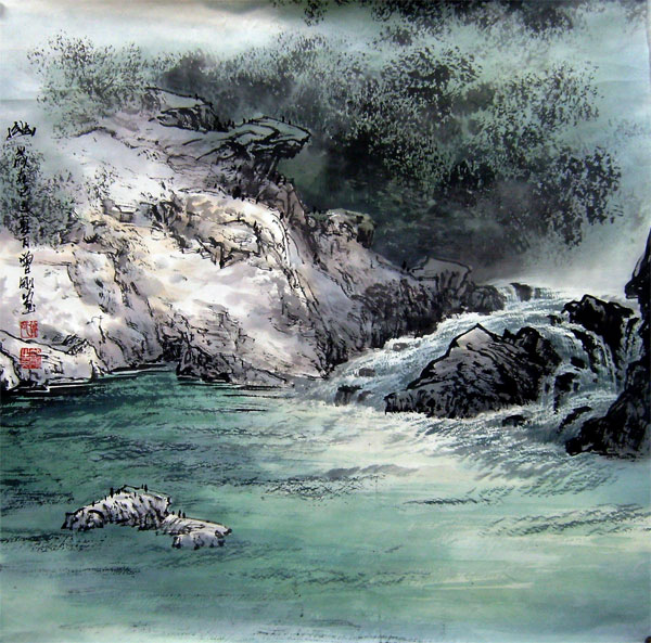 最新曾刚彩墨山水画技法,曾刚彩墨山水技法教学宝典