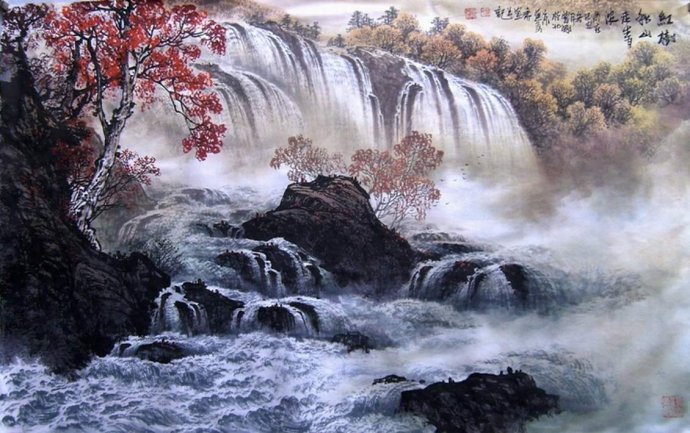 最新曾刚彩墨山水画技法,曾刚彩墨山水技法教学宝典