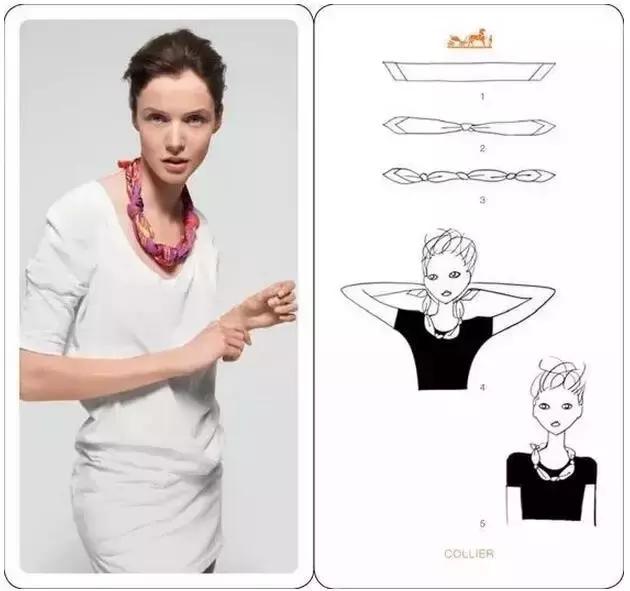 夏天丝巾系法大全,夏天长方形丝巾搭白衬衫的系法