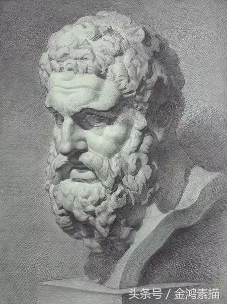 石膏像精美素描分享,石膏像结构素描的画法和步骤