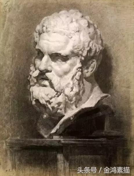 石膏像精美素描分享,石膏像结构素描的画法和步骤