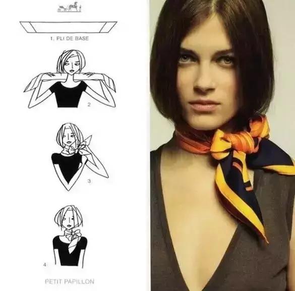 夏天丝巾系法大全,夏天长方形丝巾搭白衬衫的系法