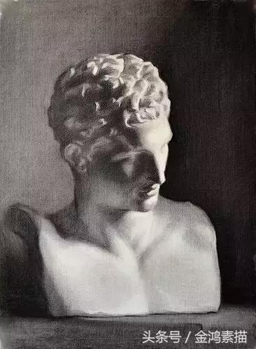 石膏像精美素描分享,石膏像结构素描的画法和步骤