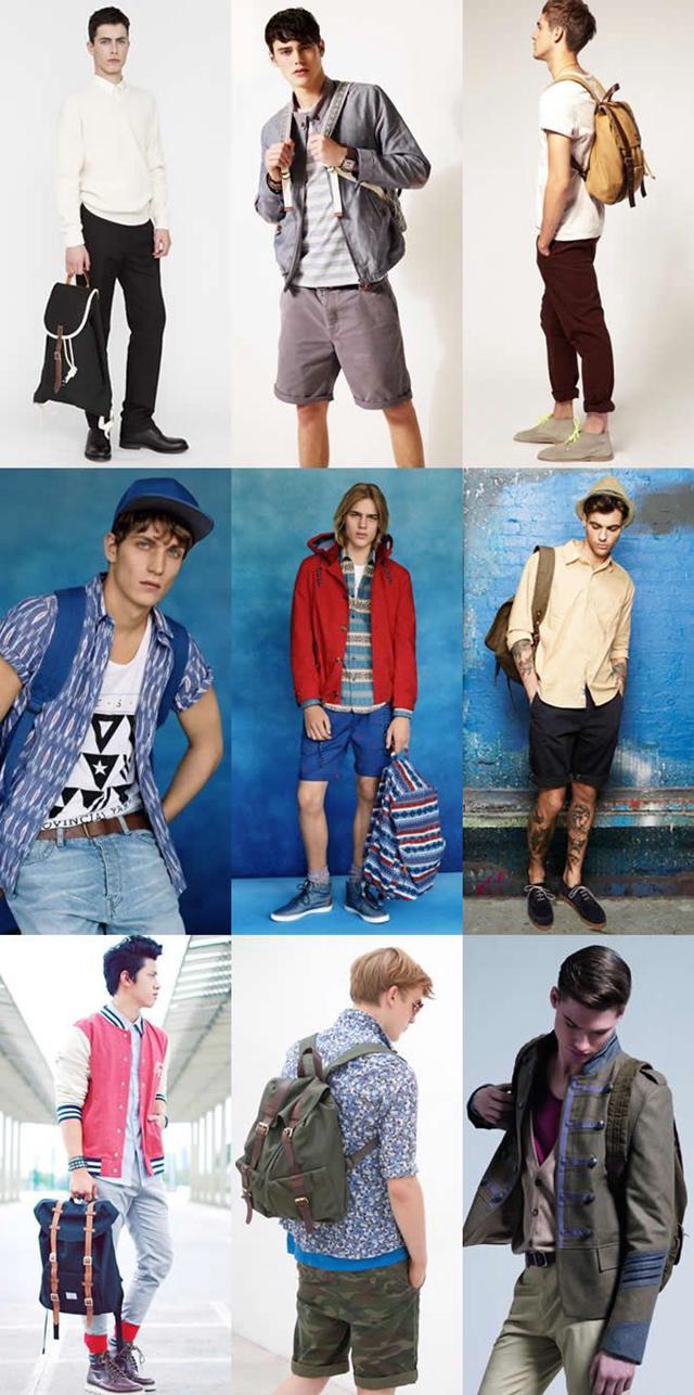 双肩包穿搭夏,夏季双肩包男穿搭