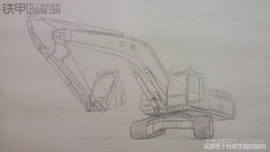 大学生酷爱画挖掘机作品让人震撼！