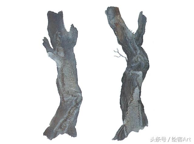 从一片树叶到一片树林,大树的树干画法步骤