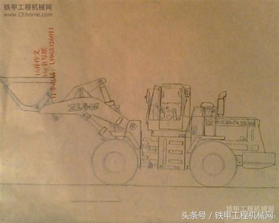 大学生酷爱画挖掘机作品让人震撼！