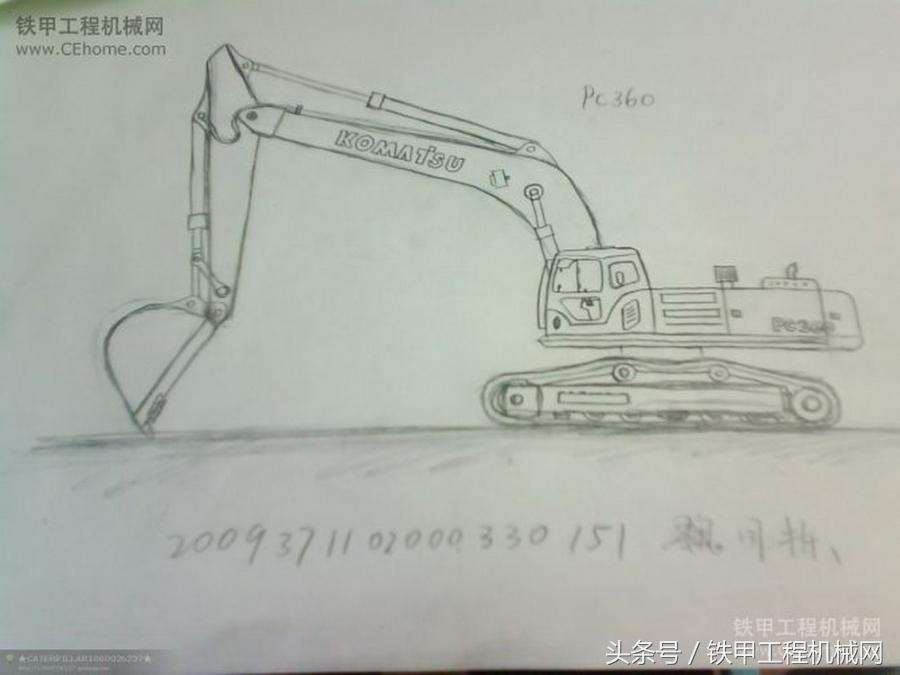 大学生酷爱画挖掘机作品让人震撼！