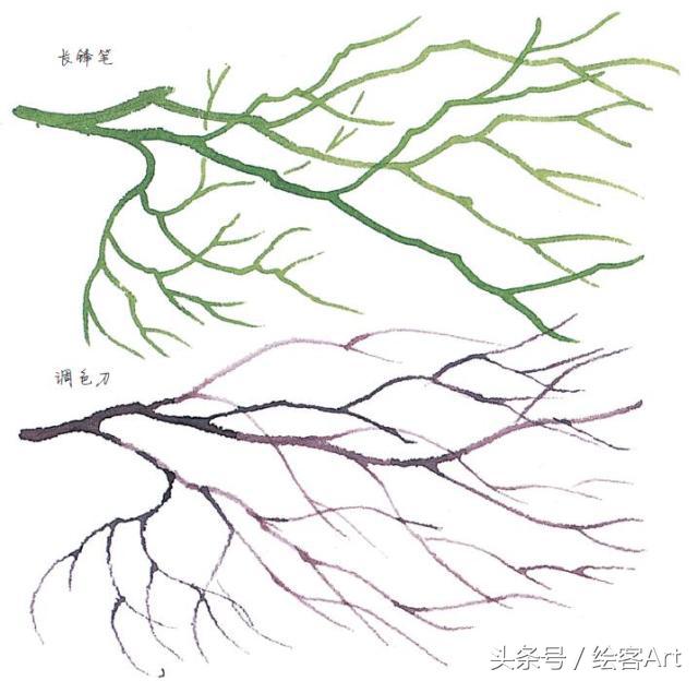 从一片树叶到一片树林,大树的树干画法步骤