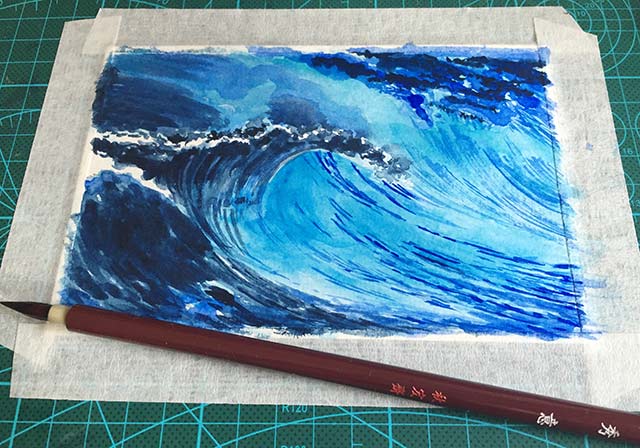 水彩风景画简单初学者大海,幼儿水彩笔画3-4岁大海