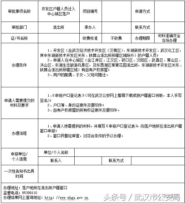 权威|落户武汉21项申请办理一次性告知书,你值得拥有