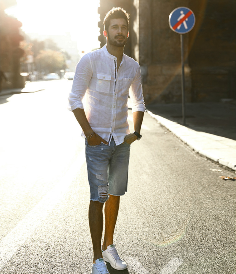 牛仔短裤穿搭男牧场风,欧美牛仔裤穿搭型男