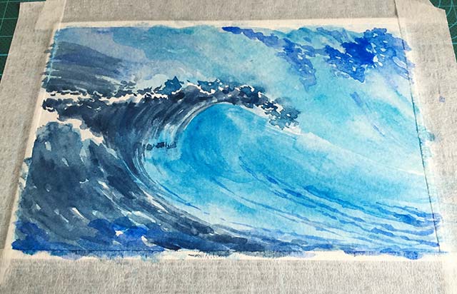 水彩风景画简单初学者大海,幼儿水彩笔画3-4岁大海