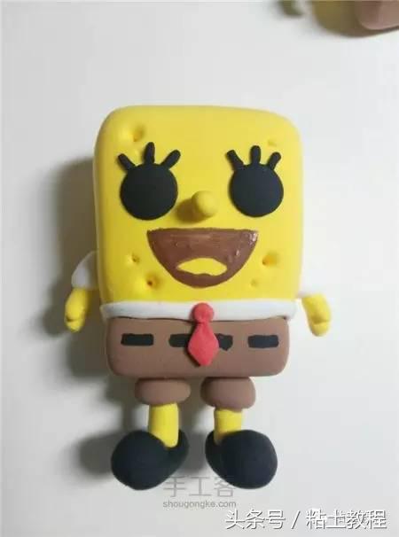 用彩泥来做海绵宝宝,海绵宝宝动画片橡皮泥手工制作
