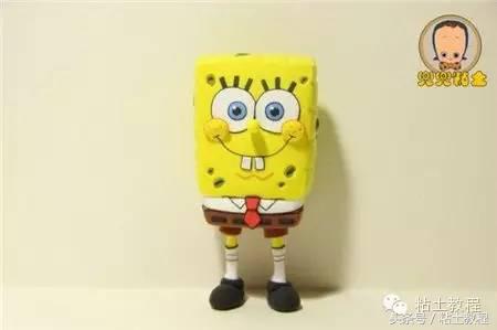 用彩泥来做海绵宝宝,海绵宝宝动画片橡皮泥手工制作