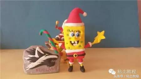 用彩泥来做海绵宝宝,海绵宝宝动画片橡皮泥手工制作