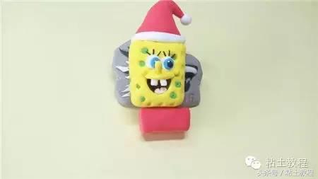 用彩泥来做海绵宝宝,海绵宝宝动画片橡皮泥手工制作