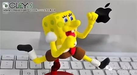 用彩泥来做海绵宝宝,海绵宝宝动画片橡皮泥手工制作