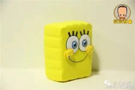用彩泥来做海绵宝宝,海绵宝宝动画片橡皮泥手工制作