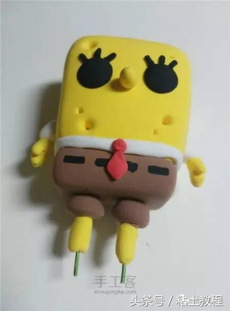用彩泥来做海绵宝宝,海绵宝宝动画片橡皮泥手工制作