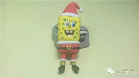 用彩泥来做海绵宝宝,海绵宝宝动画片橡皮泥手工制作