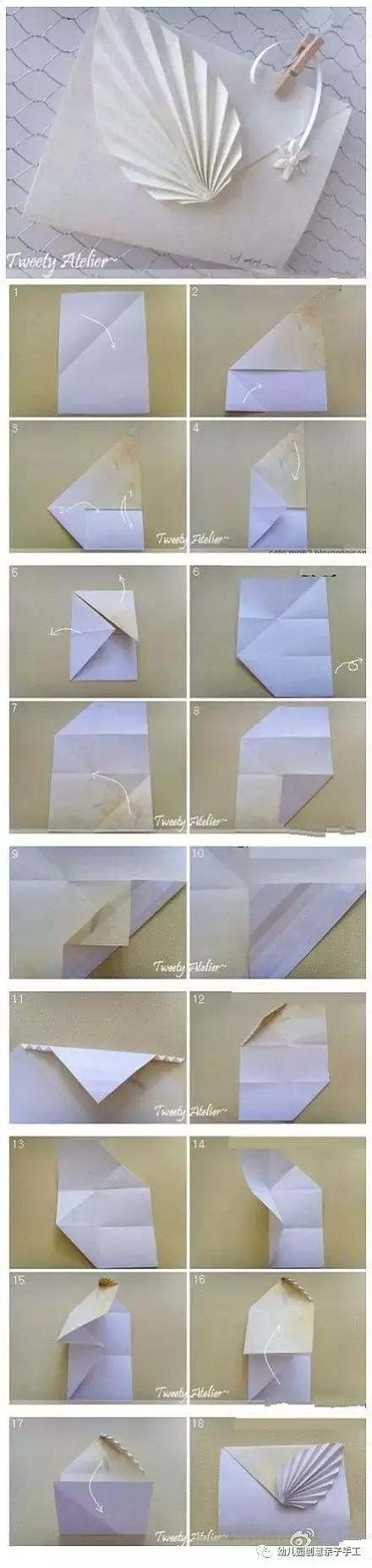 儿童手工折纸信封教程正方形纸,幼儿版信封折纸教程