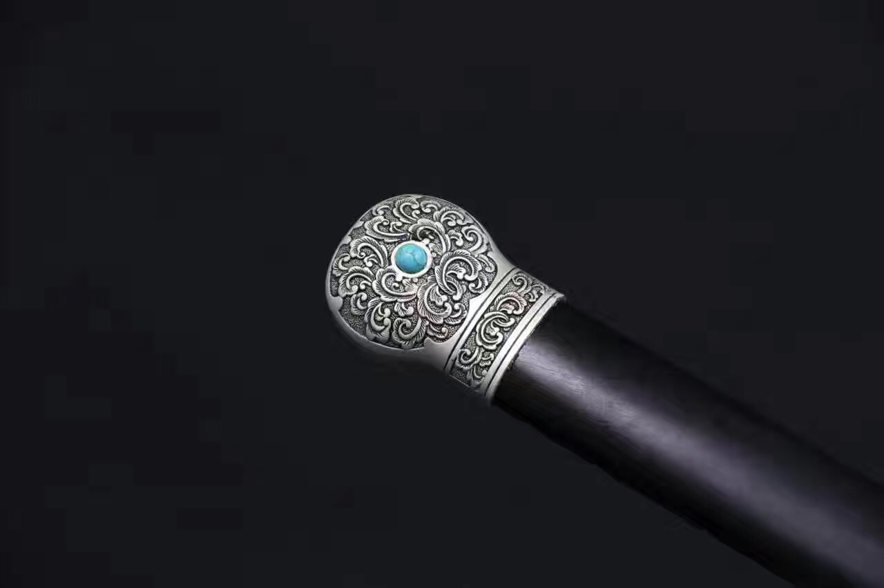 20寸-百炼花纹钢高硬度镀银乌木剑鞘太子战剑鉴赏