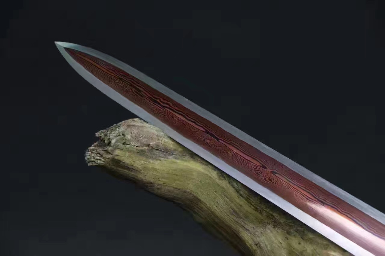 20寸-百炼花纹钢高硬度镀银乌木剑鞘太子战剑鉴赏