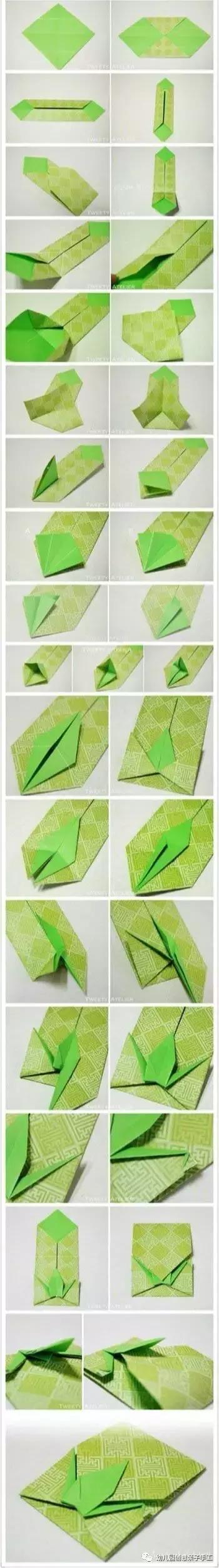 儿童手工折纸信封教程正方形纸,幼儿版信封折纸教程