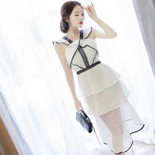 网纱一字裙连衣裙,刺绣花网纱裙