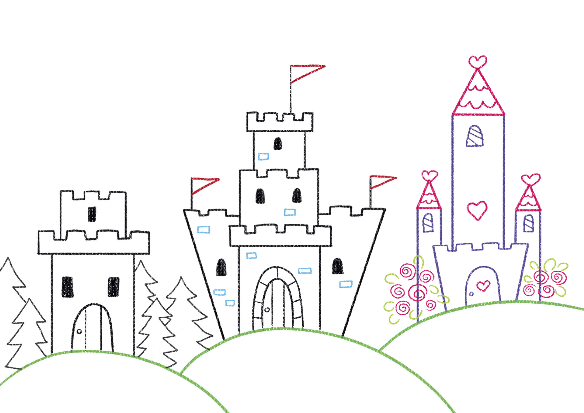 怎么才能画出超级漂亮的城堡,儿童怎么画简单的城堡