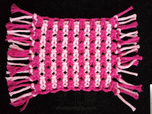 最简单的绳结杯垫,绳结杯垫