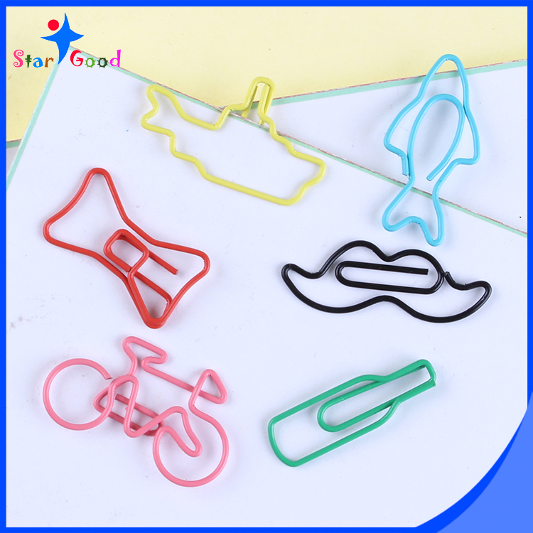 ins玫瑰金回形针组合文具,公仔书签式回形针