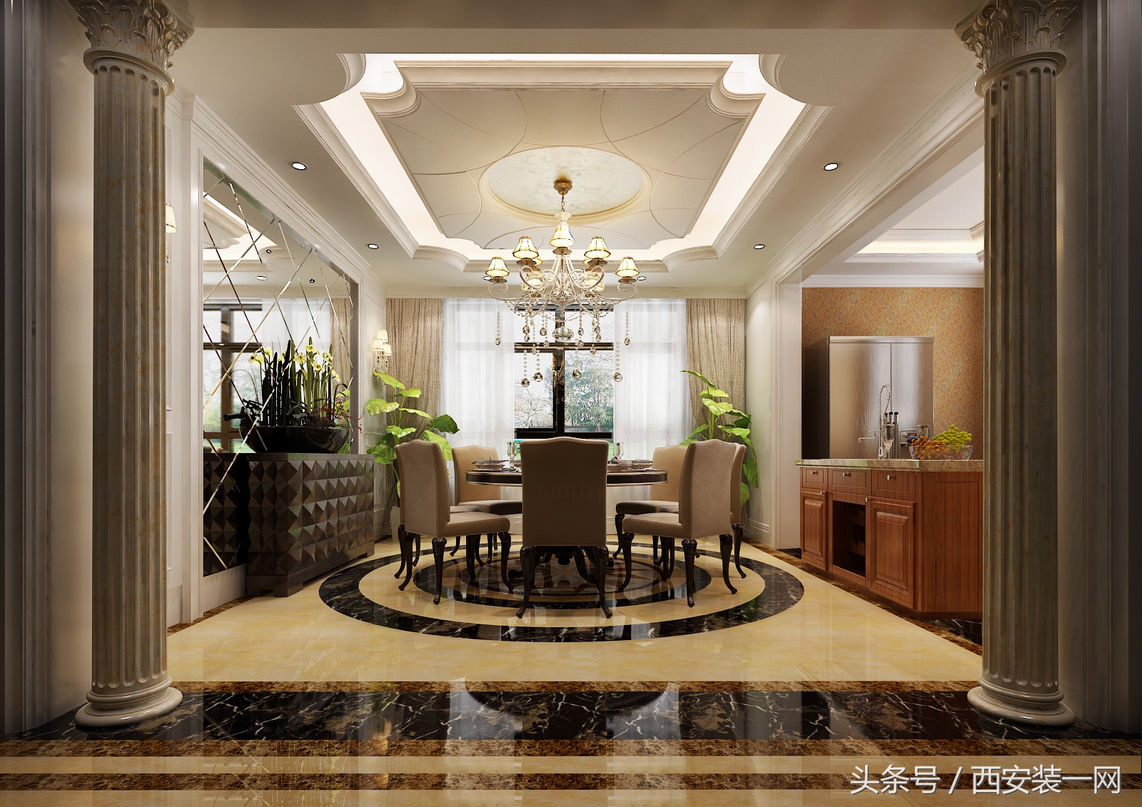 曲江紫汀苑150平米整体风格体现了欧式的华美,也很有现代感