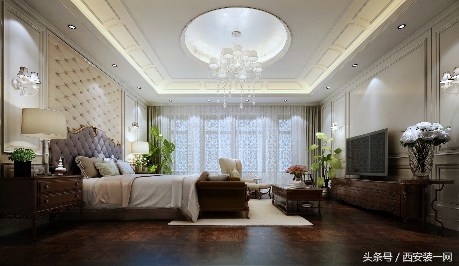 曲江紫汀苑150平米整体风格体现了欧式的华美,也很有现代感