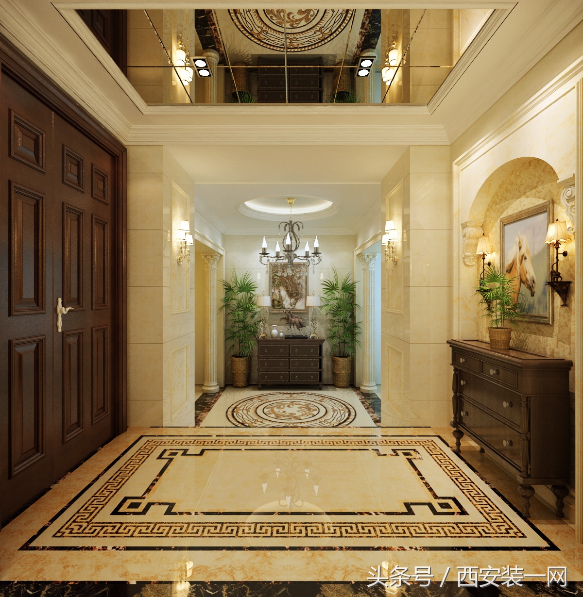 曲江紫汀苑150平米整体风格体现了欧式的华美,也很有现代感